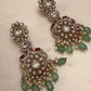 Mint Green Chandbali Earrings, Gold Plated Statement Earrings