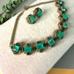 Emerald Green Crystal Statement Necklace Set, Art Deco Evening Jewelry, Wedding Necklace with Earrings