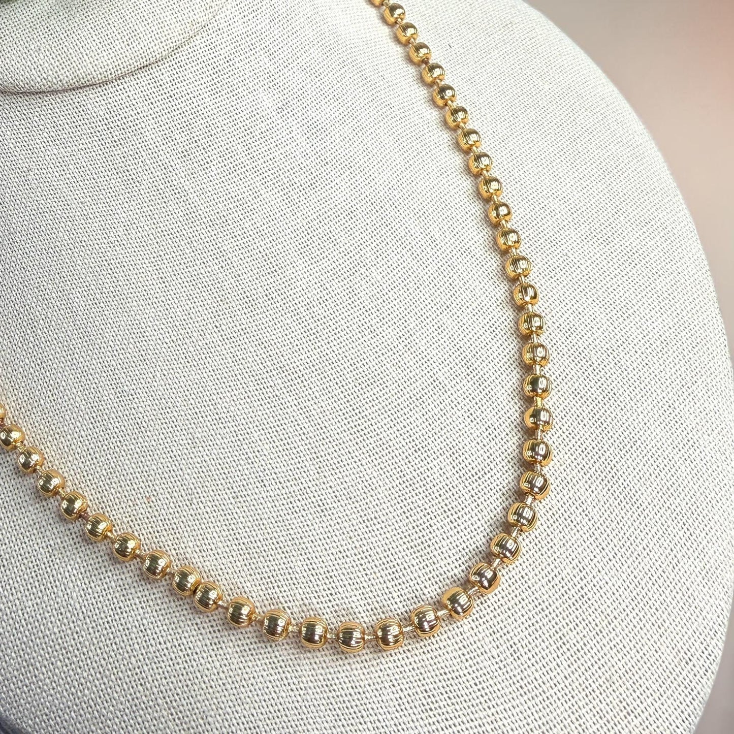 Minimalist Beaded Necklace, Everyday Gold Ball Chain, Layering Necklace Gift for Women