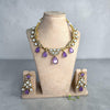 Crystal Statement Necklace Set, Kundan Wedding Jewelry, Pakistani Indian Necklace with Earrings