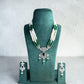 Emerald Green Beaded Pendant Necklace Set, Pearl Layer Wedding Jewelry, Pakistani Indian Statement Set