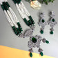 Emerald Green Beaded Pendant Necklace Set, Pearl Layer Wedding Jewelry, Pakistani Indian Statement Set