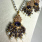 Purple Pearl Tassel Necklace , Amethyst Statement Jewelry, Pakistani Indian Wedding Necklace Set