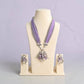 Lavender Beaded Pendant Necklace Set, Vintage Pearl Statement Jewelry, Long Multi Strand Necklace