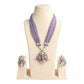 Lavender Beaded Pendant Necklace Set, Vintage Pearl Statement Jewelry, Long Multi Strand Necklace