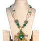Emerald Maximalist Pendant Necklace, Layered Peach Beaded Statement Jewelry, Artistic Vintage Necklace