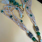 Emerald Maximalist Pendant Necklace, Layered Peach Beaded Statement Jewelry, Artistic Vintage Necklace