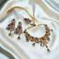 Ruby Bridal Choker Set with Tikka, Red Kundan Necklace Set, Indian Pakistani Wedding Jewelry