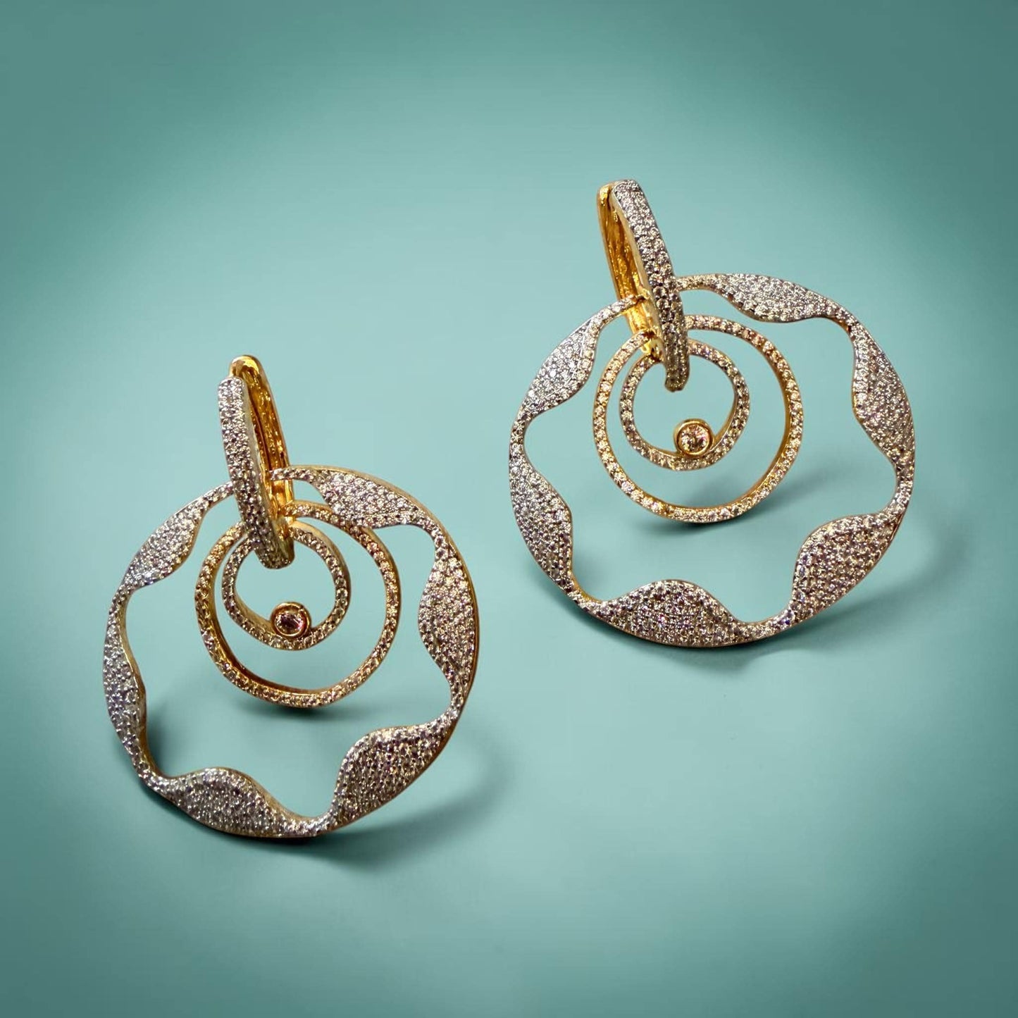 Gold Spiral Statement Earrings, Modern Sculptural Drop Earrings, Minimalist Contemporary Jewelry