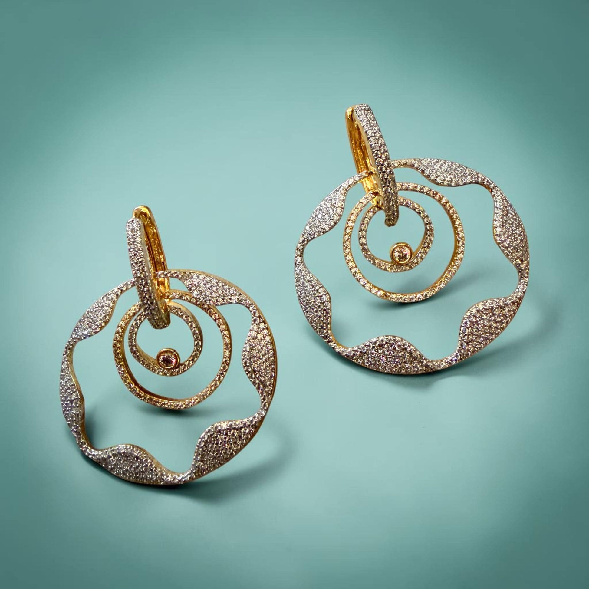 Gold Spiral Statement Earrings, Modern Sculptural Drop Earrings, Minimalist Contemporary Jewelry
