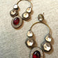 Ruby Crystal Hoop Earrings, Statement Drop Earrings for Women, Vintage Gold Evening Jewelry