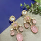 Blue Stone Statement Earrings Gold Tone Drop Earrings