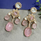 Blue Stone Statement Earrings Gold Tone Drop Earrings