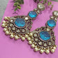 Aqua Green Bridal Earrings Pearl Dangle Statement Earrings bold and beautiful maharani collection