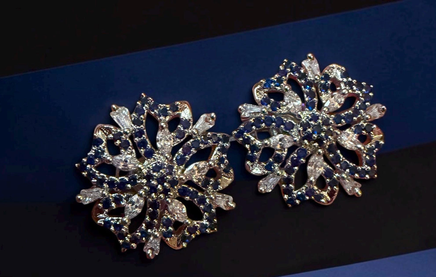 Floral Studs, Statement Flower Earrings, Sparkly Evening Earrings, Bridal Earrings