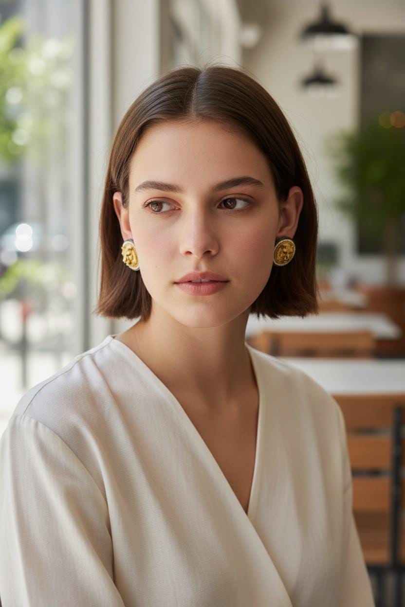 Tiger Head Statement Stud Earrings, Vintage Animal Earrings, Lion Earrings