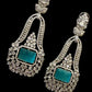 Turquoise American daimond Statement Earrings, Art Deco Drop Earrings, Blue Stone