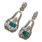 Turquoise American daimond Statement Earrings, Art Deco Drop Earrings, Blue Stone