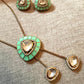 Mint Green Pendant Necklace Set with Matching Earrings, Geometric Statement