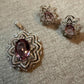 Silver Tone Lavender Jewelry, Floral Pendant and Stud Earrings Set, Elegant Statement Jewelry with chain