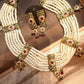 Multi Strand Pearl Statement Necklace Set, Traditional Bridal Necklace, Matching Earrings