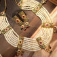 Multi Strand Pearl Statement Necklace Set, Traditional Bridal Necklace, Matching Earrings