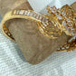 Floral Open Cuff Bracelet, Gold Tone Statement Bangle, Adjustable Bridal Bracelet, Elegant Wedding Jewelry