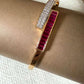 Geometric Statement Bangle, Adjustable Gold Tone Bracelet, Modern Minimalist Bracelet