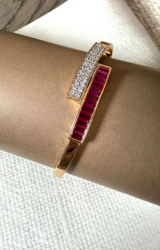 Geometric Statement Bangle, Adjustable Gold Tone Bracelet, Modern Minimalist Bracelet
