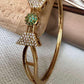 Geometric Statement Cuff Bracelet, Emerald Green Gold Tone Bangle, Modern Bridal Bracelet