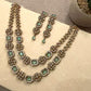 Gold Plated Emerald Green Necklace Set, Floral Statement Jewelry Set,