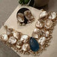 Gold Plated Baroque Pearl Necklace Set, Statement Bridal Jewelry Set,