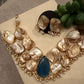 Gold Plated Baroque Pearl Necklace Set, Statement Bridal Jewelry Set,