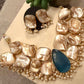 Gold Plated Baroque Pearl Necklace Set, Statement Bridal Jewelry Set,