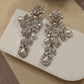 Silver Tone Pearl Drop Earrings, Cubic Zirconia Statement Earrings