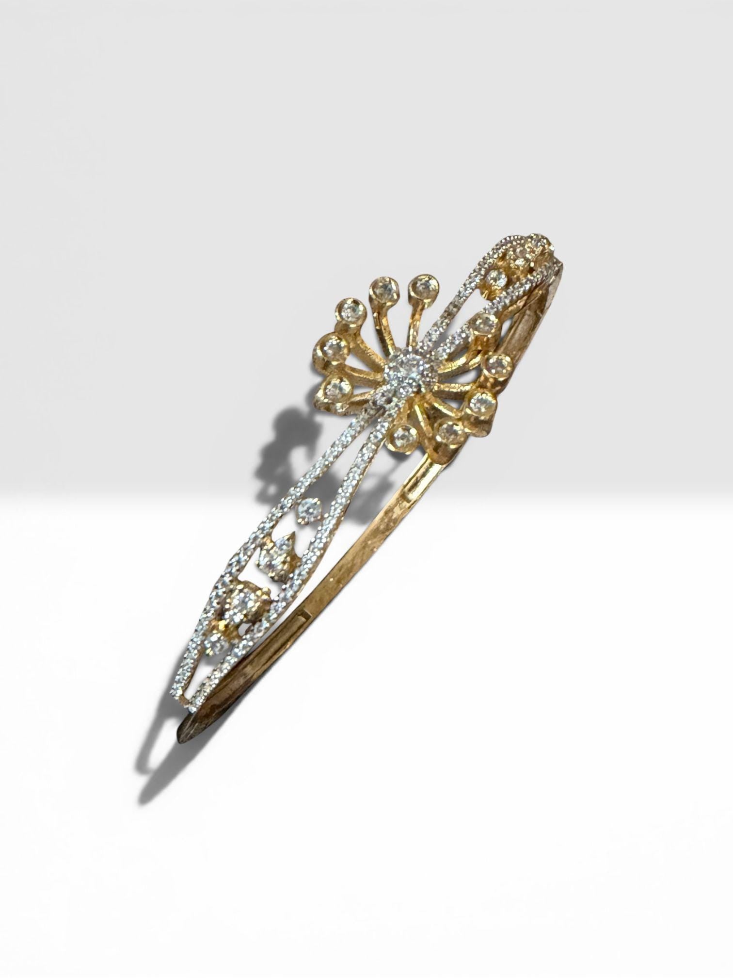 Sunburst Floral Cuff Bracelet, Gold Tone Statement Bangle, Elegant Bridal Bracelet