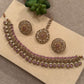 Gold Plated Pink Choker Necklace , Floral Bridal Jewelry Set with Tikka, Traditional Wedding Jewelry