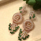 Gold Plated Emerald Green Statement Earrings, CZ Dangle Earrings