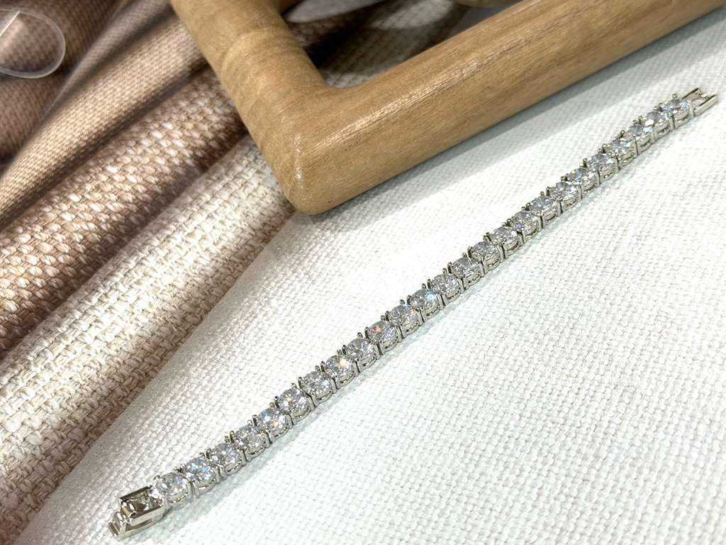 Silver Tennis Bracelet for Women, Statement, Elegant Link Bracelet, Adjustable Party Jewelry