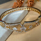 Geometric Crystal Cuff Bracelet for Women, Statement Open Bangle, Elegant Bridal Bracelet