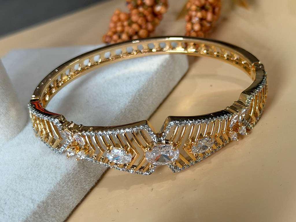 Geometric Crystal Cuff Bracelet for Women, Statement Open Bangle, Elegant Bridal Bracelet