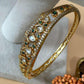 Kundan Open Cuff Bracelet for Women, Crystal Statement Bangle, Traditional Bridal Bracelet