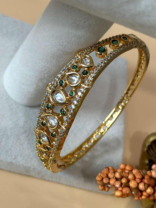 Kundan Open Cuff Bracelet for Women, Crystal Statement Bangle, Traditional Bridal Bracelet