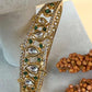 Kundan Open Cuff Bracelet for Women, Crystal Statement Bangle, Traditional Bridal Bracelet