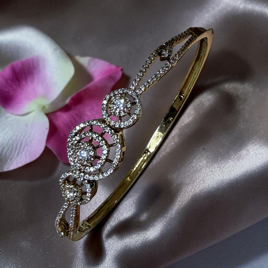 Elegant Open Cuff Bracelet for Women, Gold Tone Bangle, Statement Bracelet, Bridal Jewelry