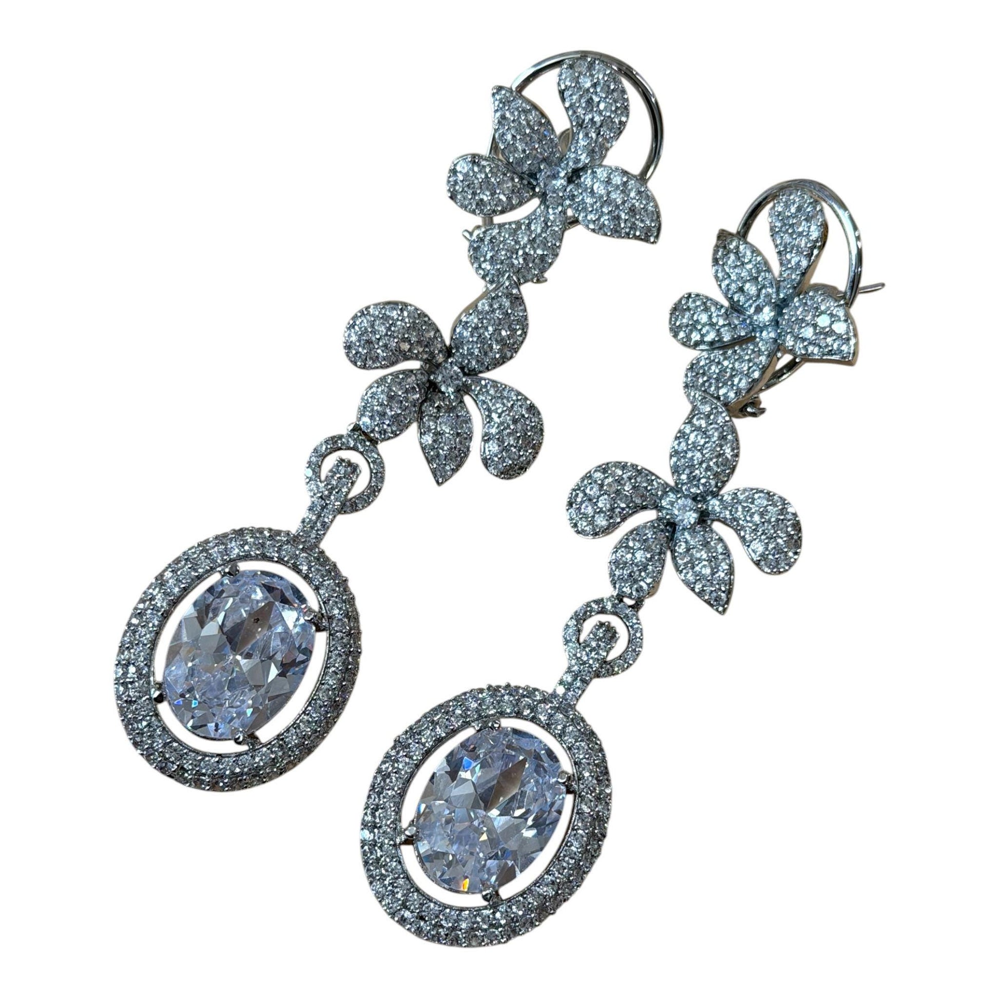 Floral Drop Earrings for Women, Statement Dangle, Bridal Wedding Earrings