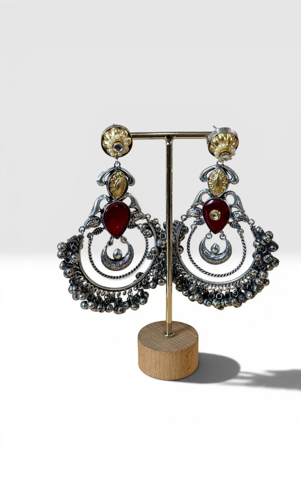 Boho Chandbali Earrings for Women, Tribal Statement, Oxidized Style Dangle Earrings