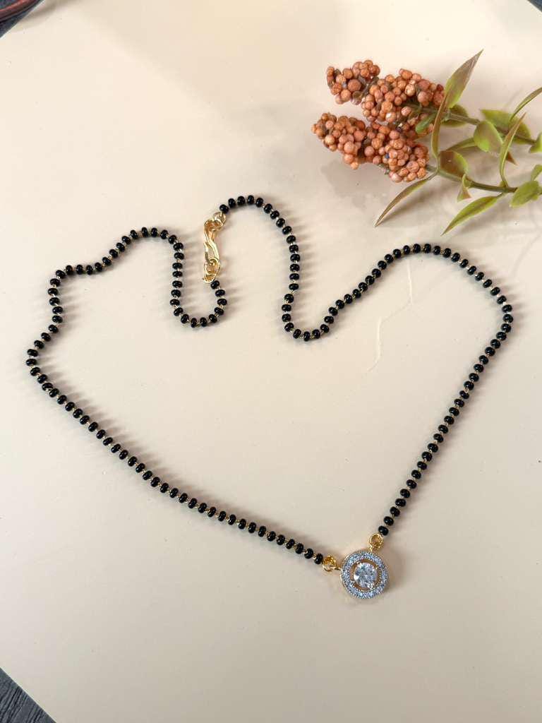 Minimalist Mangalsutra Necklace for Women, Beaded Pendant Necklace, Everyday Bridal