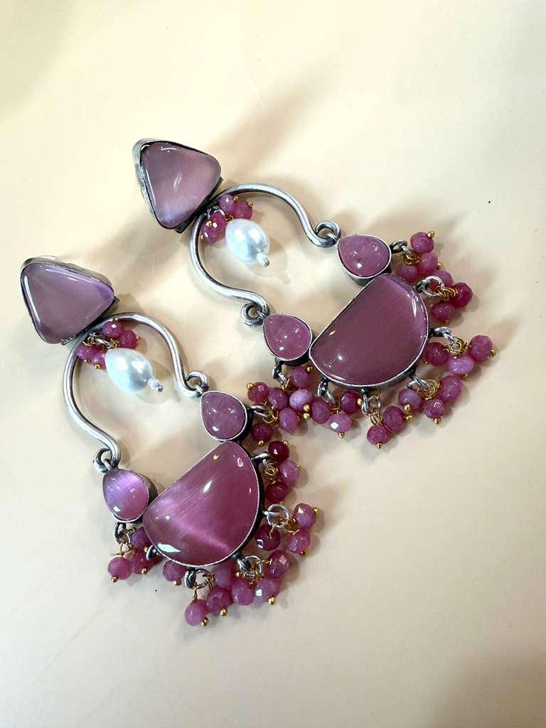 Statement Drop Earrings for Women, Beaded Dangle Earrings, Contemporary Party Earrings