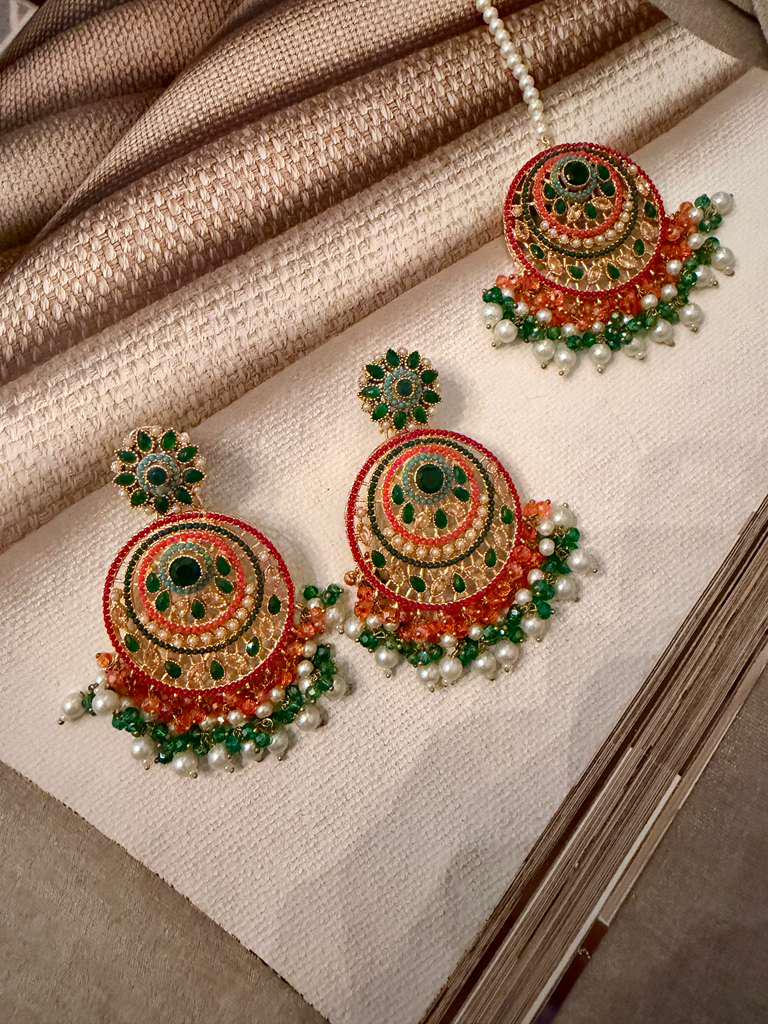 Traditional Jewelry Set for Women, Chandbali Earrings and Pendant Necklace Set,